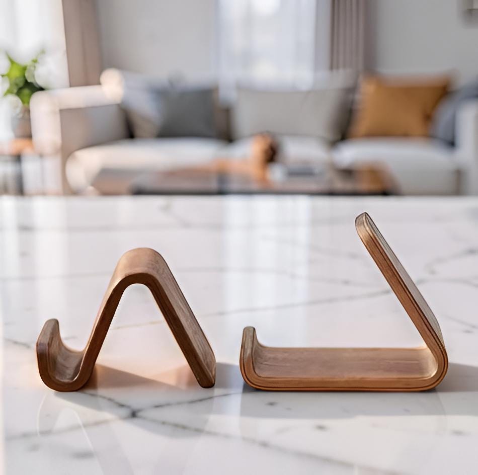 Wooden Phone Stand for Desk - Walnut Phone Holder - Image 8