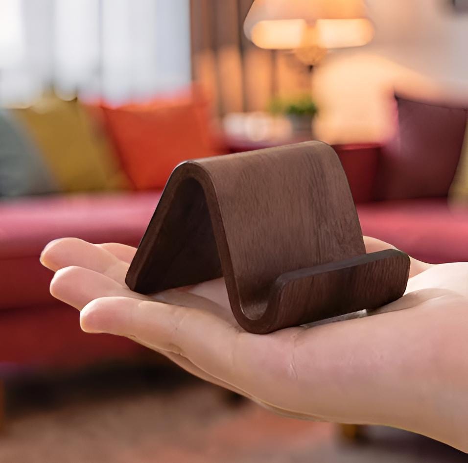 Wooden Phone Stand for Desk - Walnut Phone Holder - Image 12