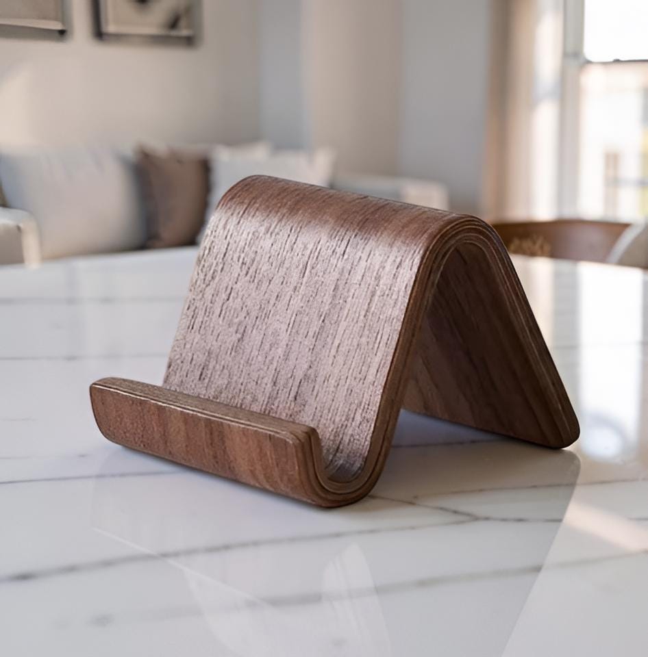 Wooden Phone Stand for Desk - Walnut Phone Holder - Image 6