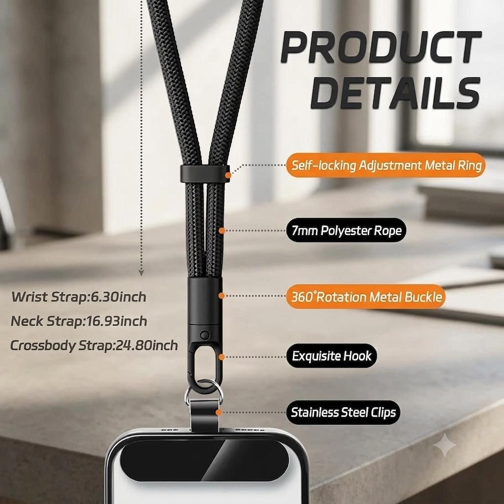Universal Phone Lanyard Crossbody, Adjustable Neck Strap, Detachable Cell Lanyard - Image 11