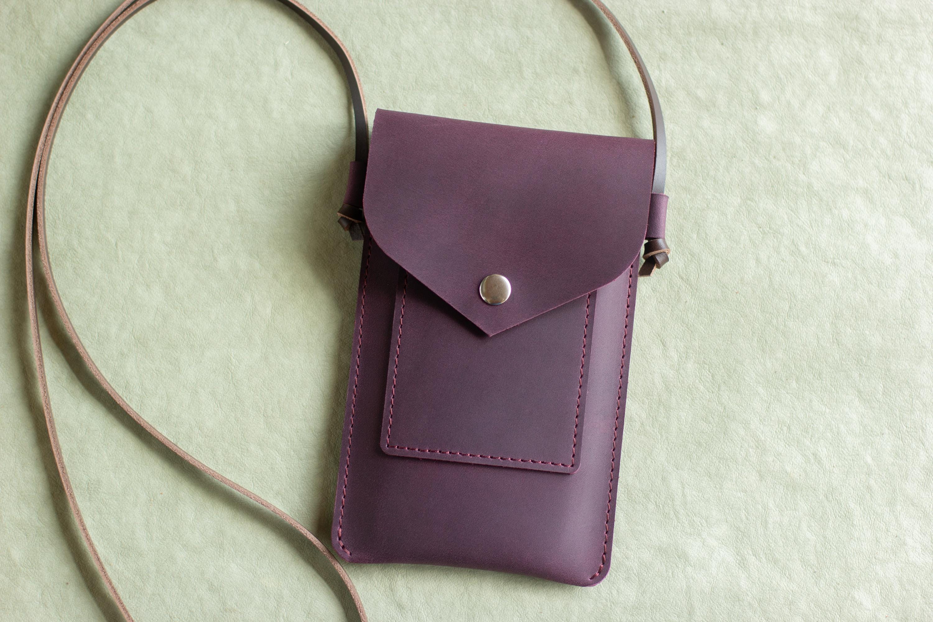 Minimalist Leather Crossbody Phone Bag, Slim Mobile Pouch Wallet, Everyday Sling Case - Image 14