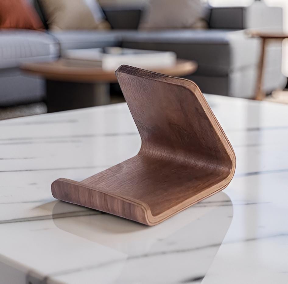 Wooden Phone Stand for Desk - Walnut Phone Holder - Image 7