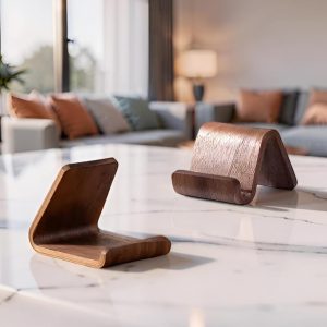 Wooden Phone Stand for Desk - Walnut Phone Holder