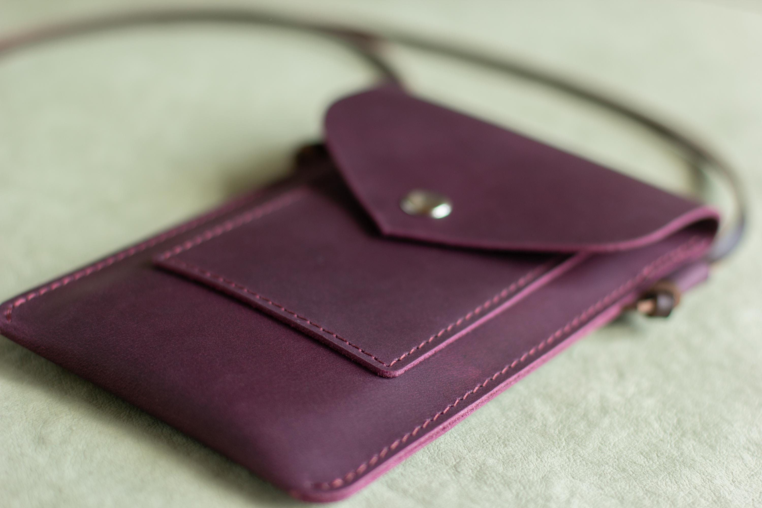 Minimalist Leather Crossbody Phone Bag, Slim Mobile Pouch Wallet, Everyday Sling Case - Image 15