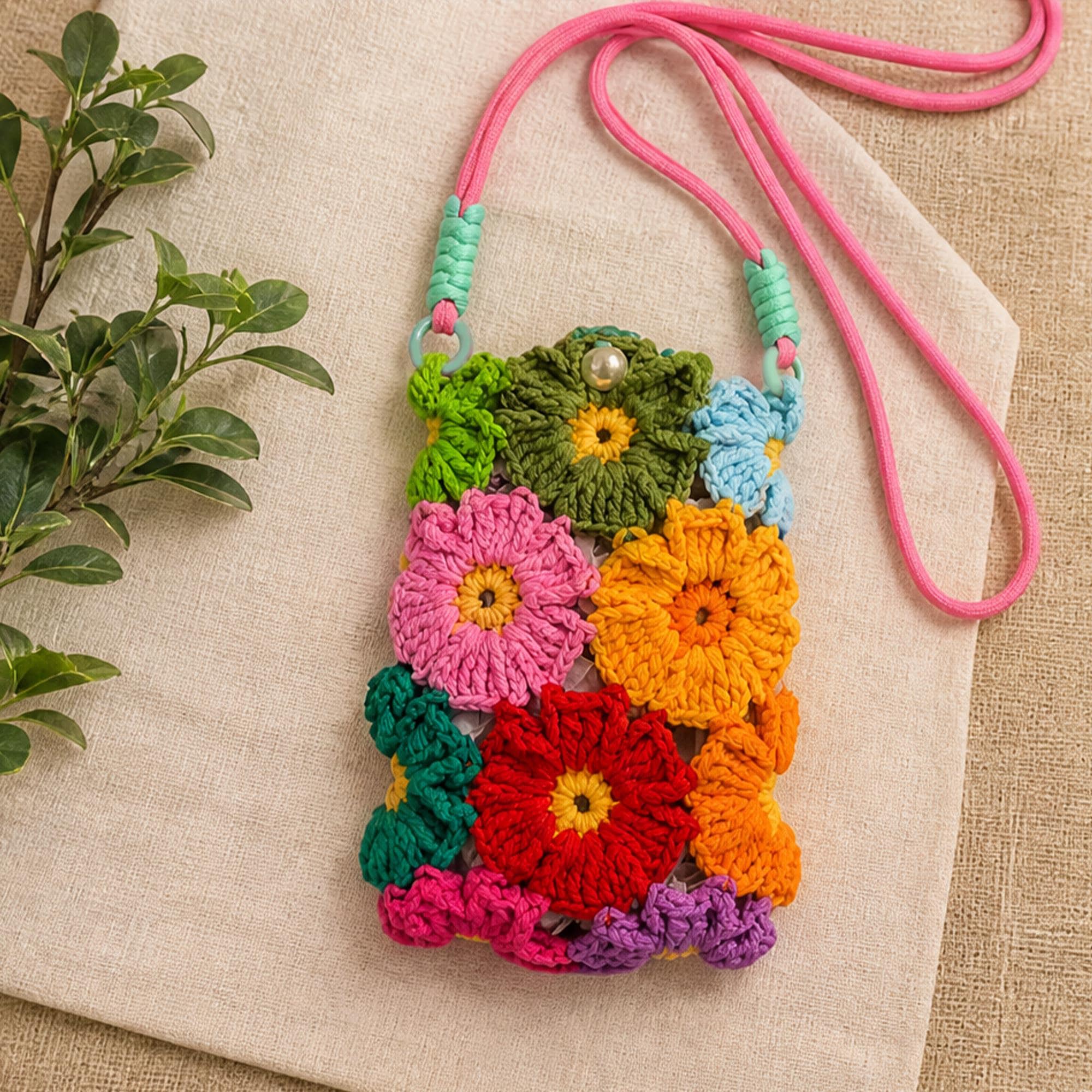 Floral Crochet Phone Case and Crossbody Phone Bag - Image 6