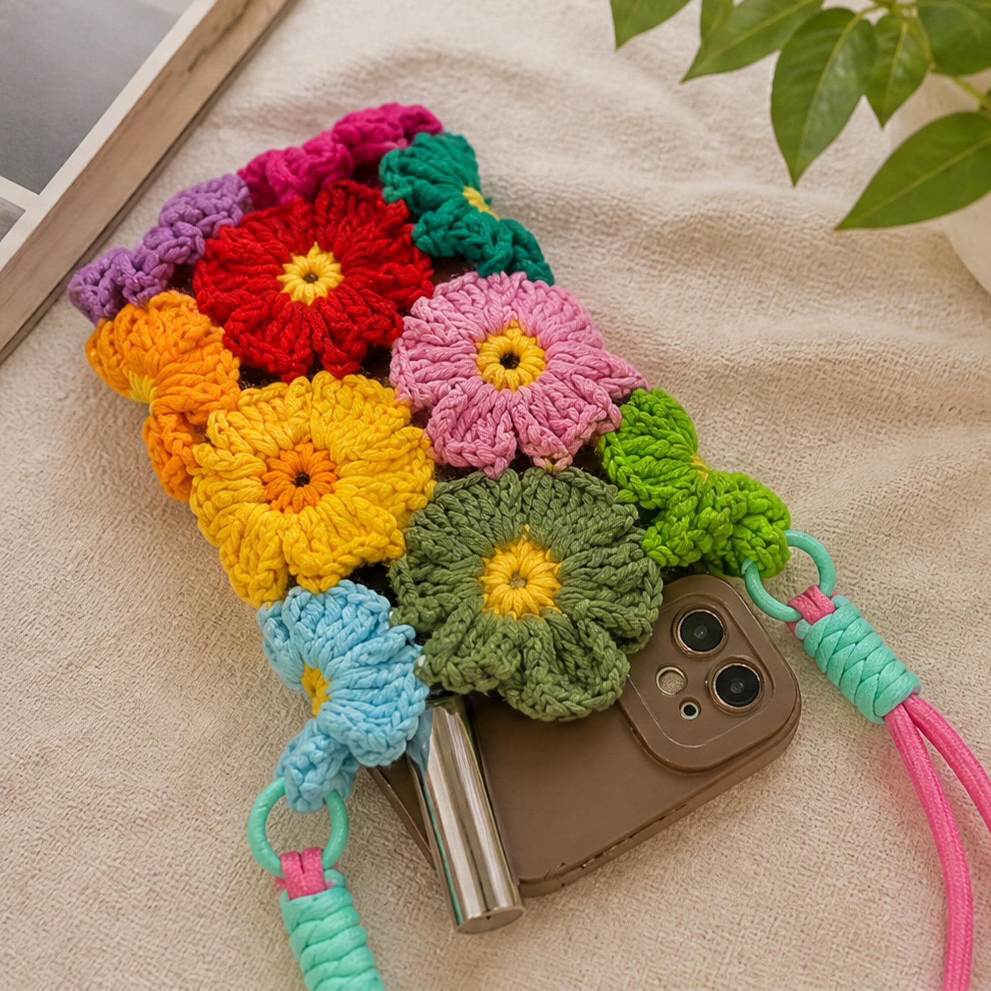Floral Crochet Phone Case and Crossbody Phone Bag - Image 15