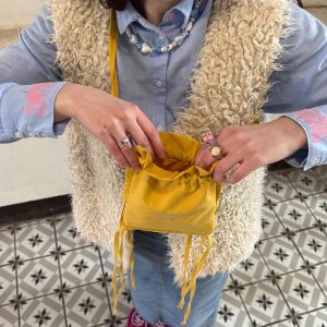 Drawstring Phone Bag with Long Ribbons