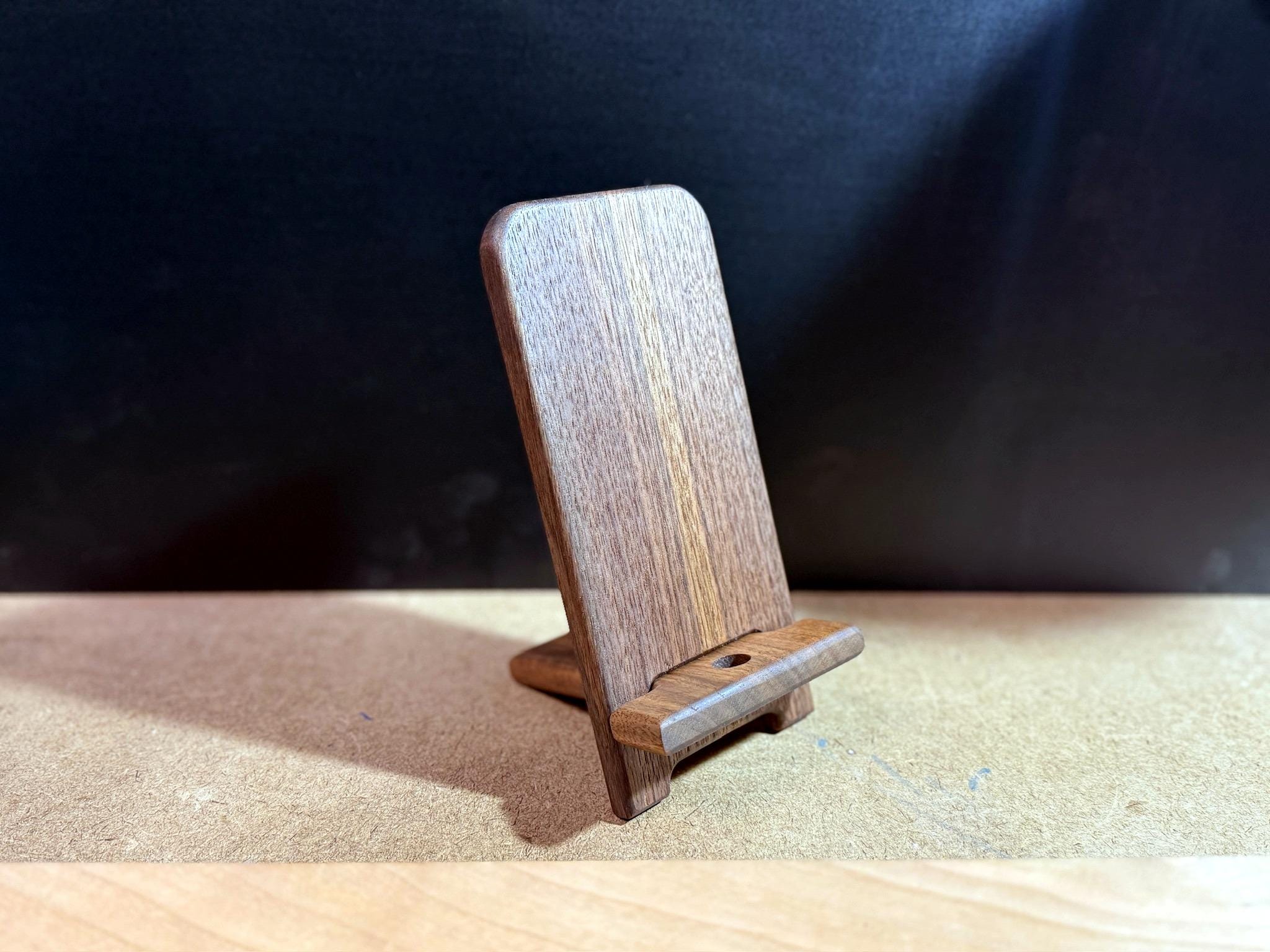 Hardwood Cellphone Holder (with Charging Port) - Walnut - Image 3