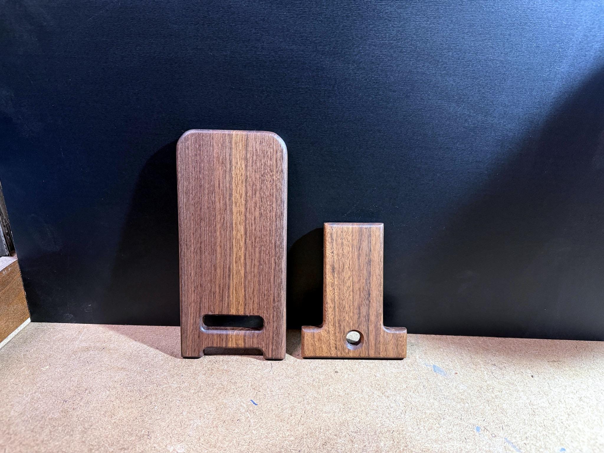 Hardwood Cellphone Holder (with Charging Port) - Walnut - Image 4