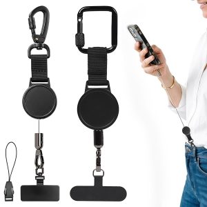 Retractable Adjustable Phone Lanyard with Anti-Tangle Clip, Universal Outdoor Smartphone Strap