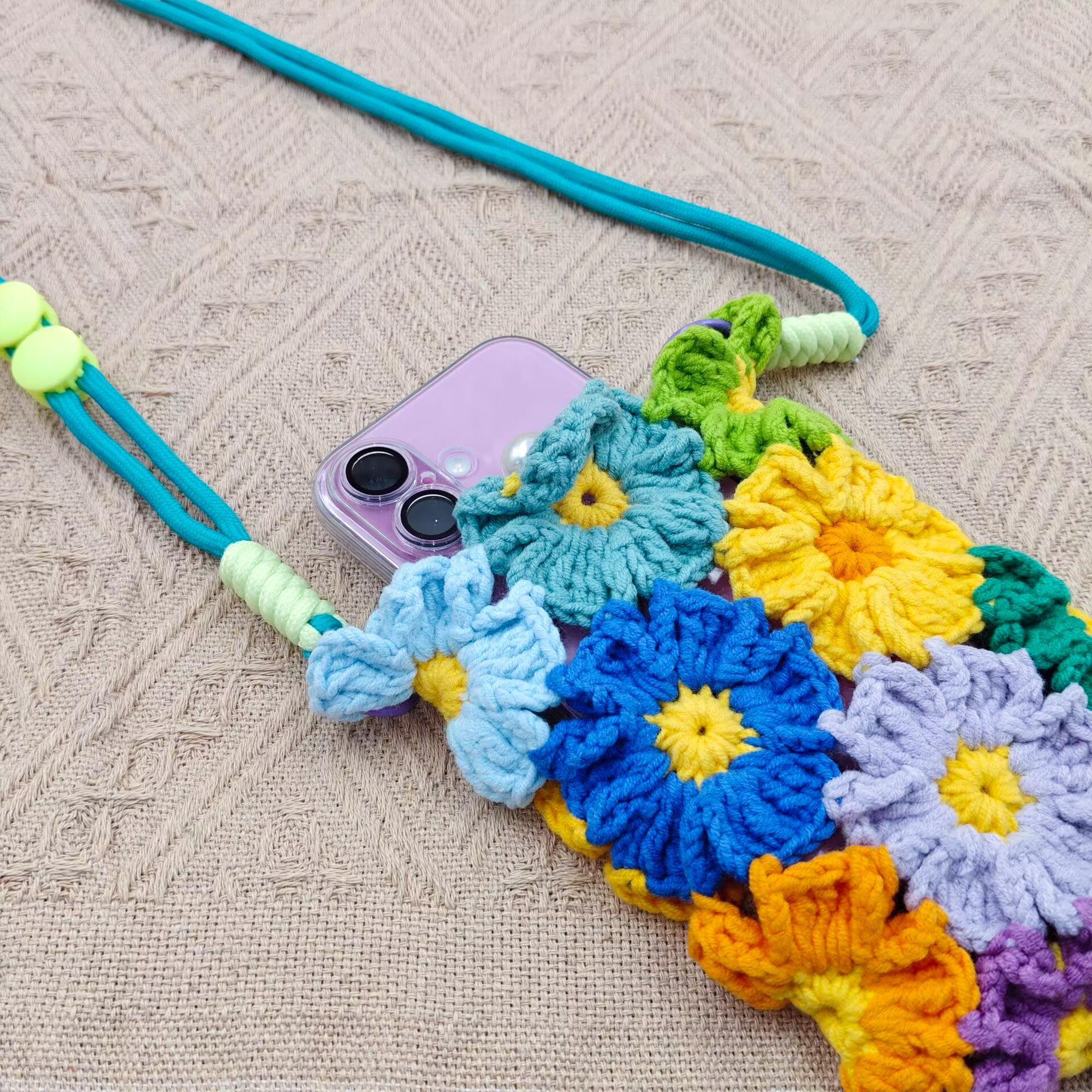 Floral Crochet Phone Case and Crossbody Phone Bag - Image 4