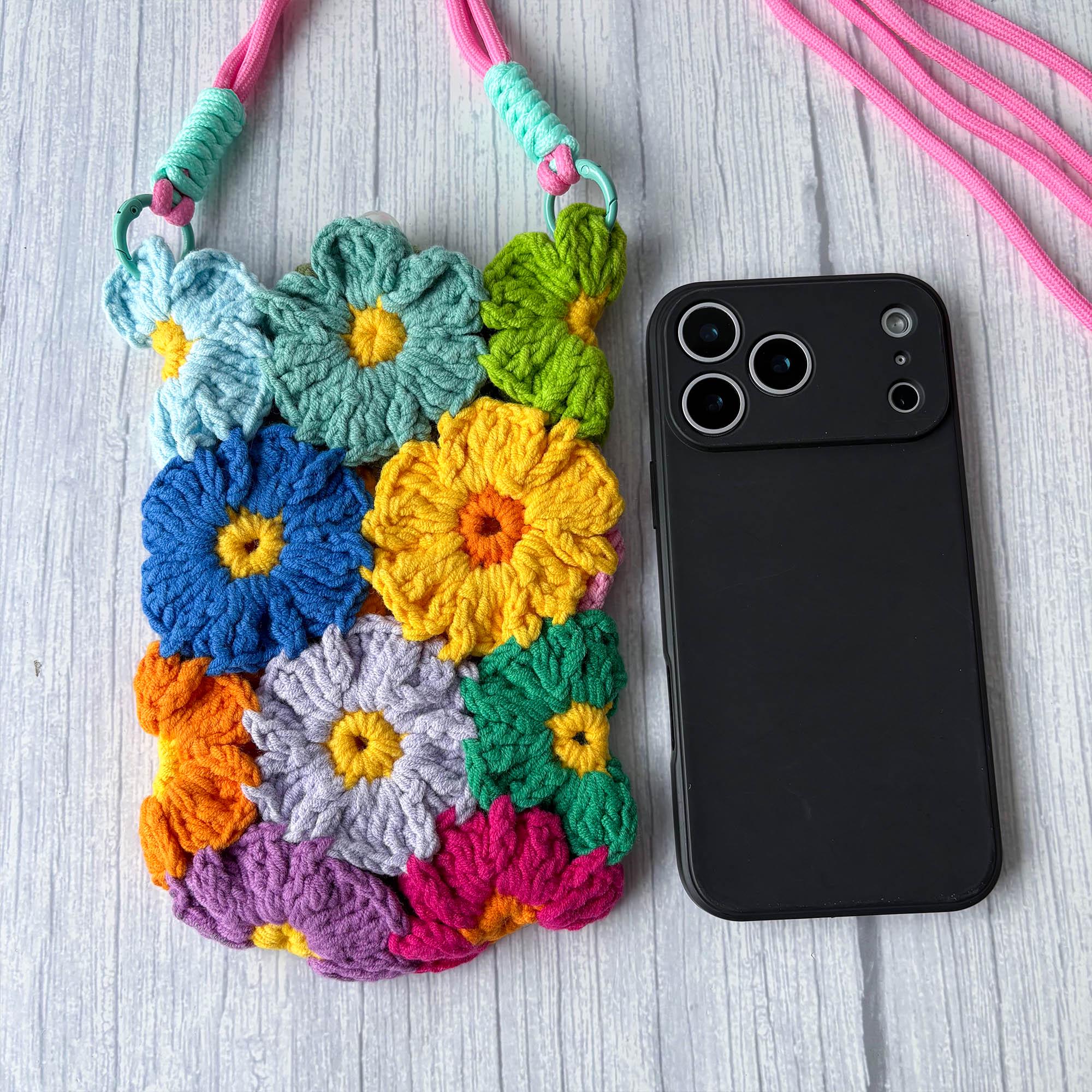 Floral Crochet Phone Case and Crossbody Phone Bag - Image 2
