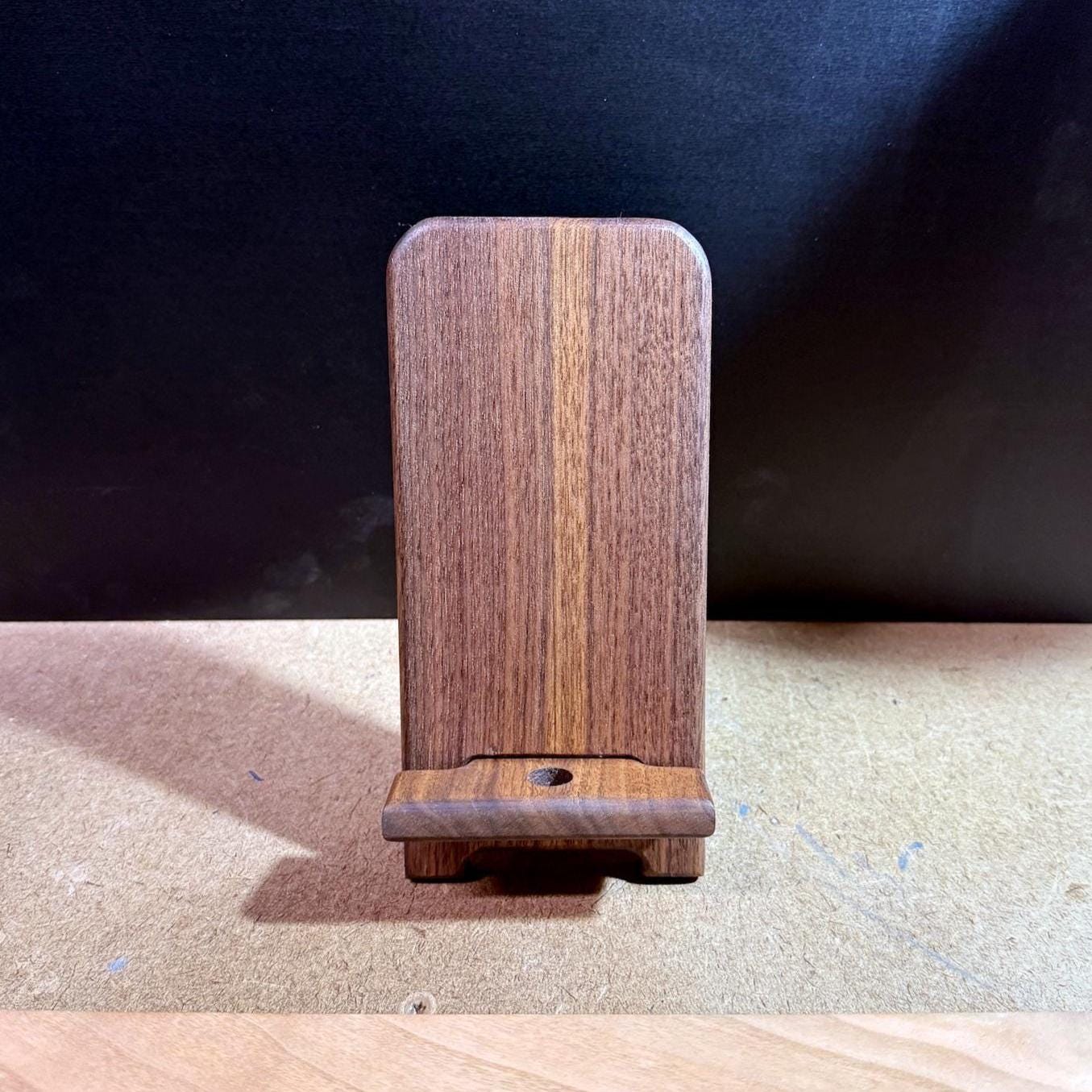 Hardwood Cellphone Holder (with Charging Port) - Walnut - Image 2