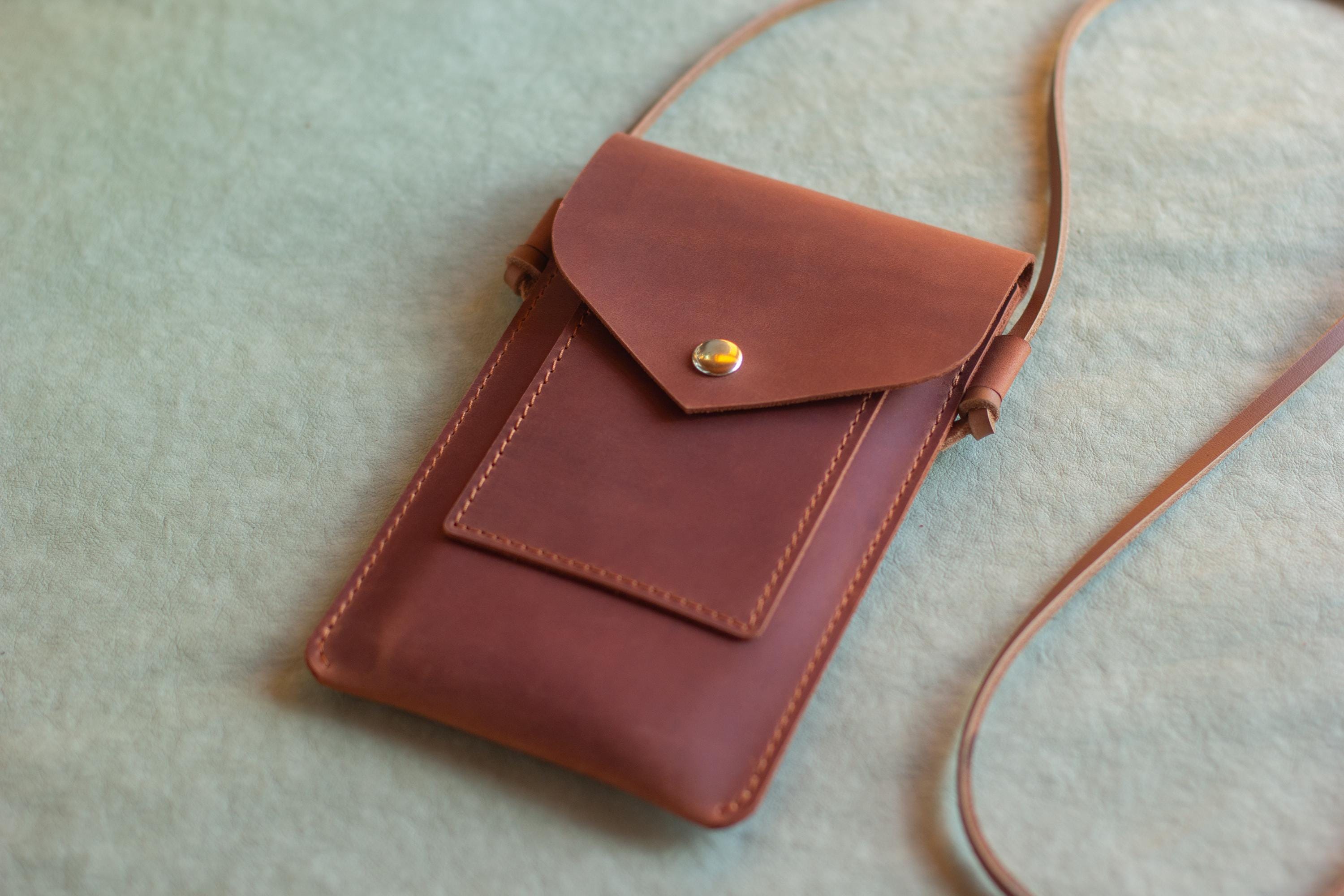 Minimalist Leather Crossbody Phone Bag, Slim Mobile Pouch Wallet, Everyday Sling Case - Image 19