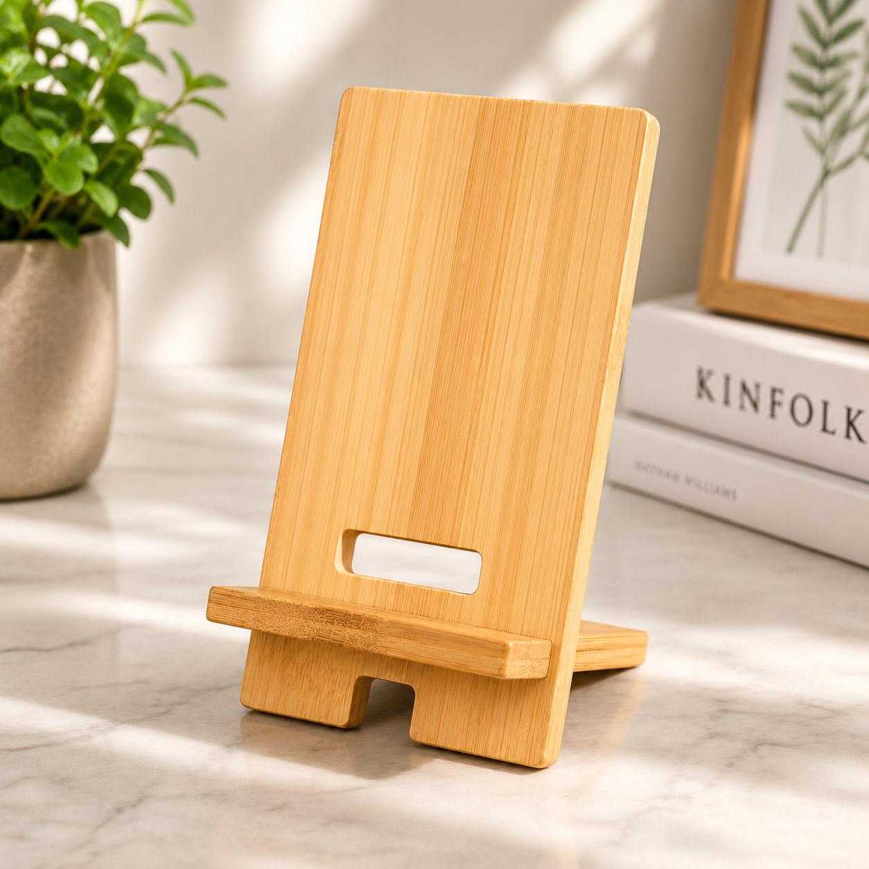 Wooden Phone Stand, Adjustable Smartphone Holder, Desktop Tablet Stand, Charging Dock Organizer - Image 3