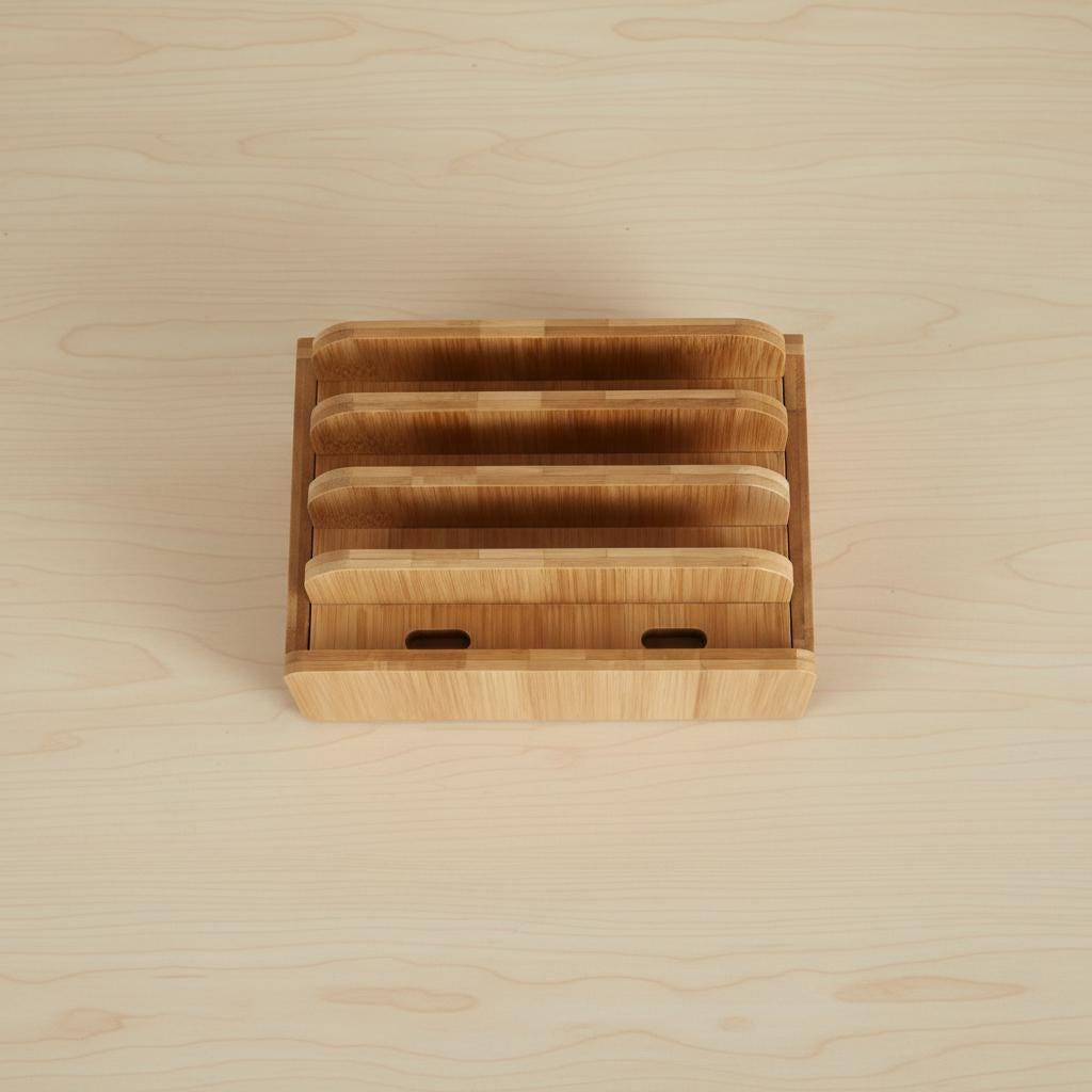 Bamboo Phone Docking Station Organizer & Tablet Charger Stand for - Image 3