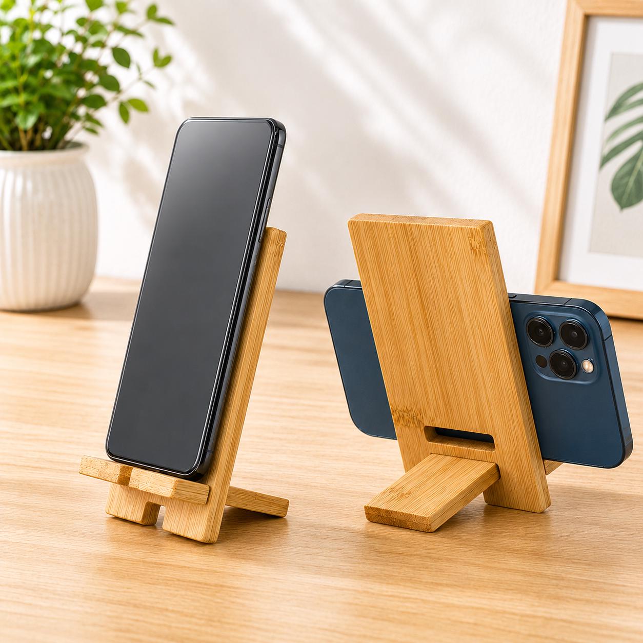 Wooden Phone Stand, Adjustable Smartphone Holder, Desktop Tablet Stand, Charging Dock Organizer - Image 2
